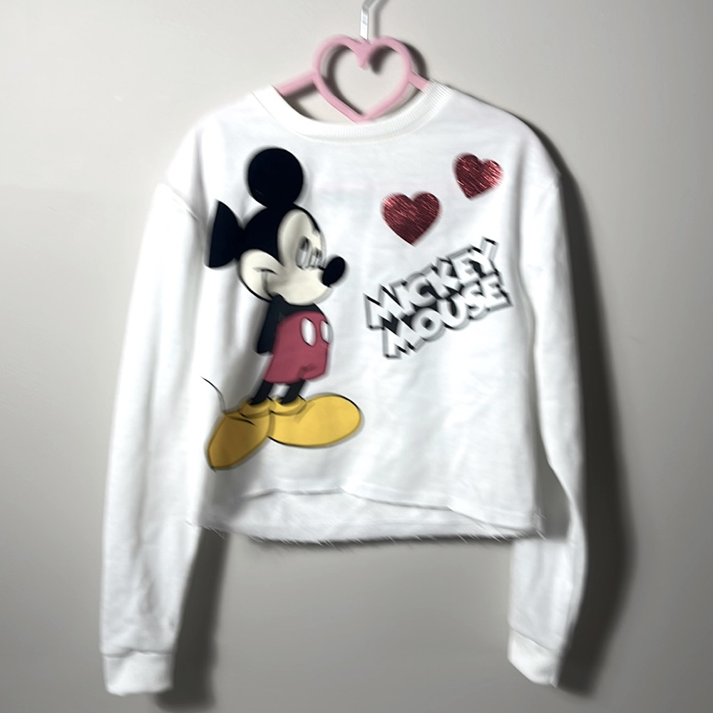 NWOT’s Disney/Primark Mickey Mouse Crew Long Sleeve Ravel Crop Size 8/9 Years.